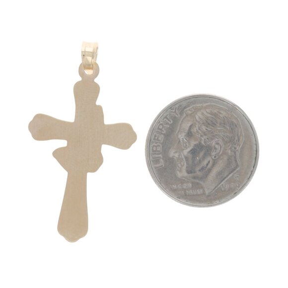 Yellow Gold Praying Hands Cross Pendant - 14k Faith - Picture 3 of 4